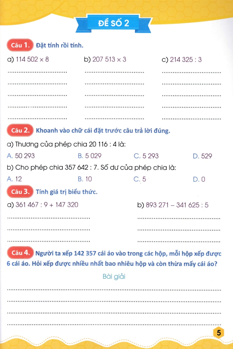 45 đề ôn luyện và kiểm tra toán 4 - tập 2 (biên soạn theo chương trình giao dục phổ thông mới) - Ảnh 7