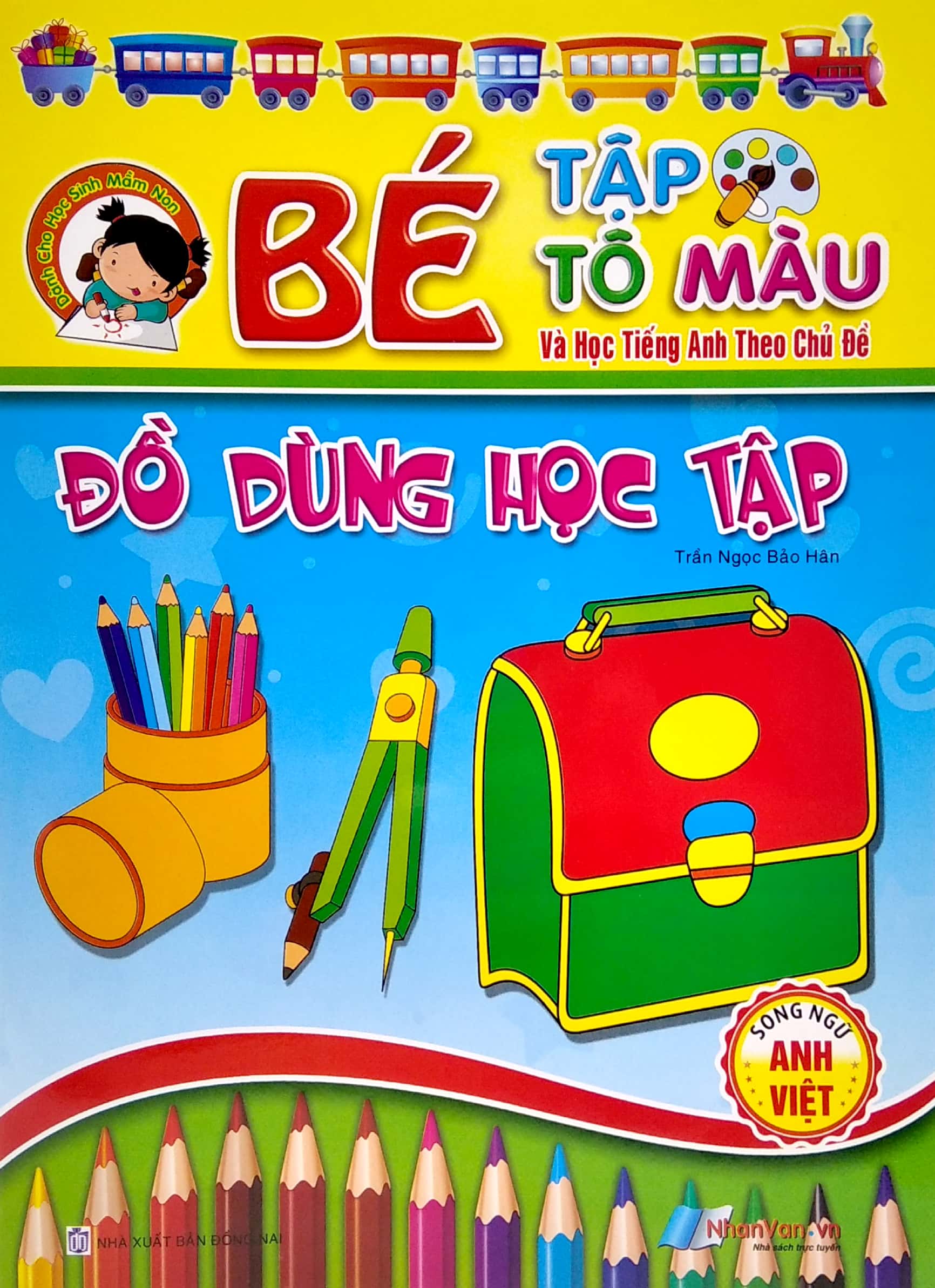 bé tập tô màu và học tiếng anh theo chủ đề - đồ dùng học tập - Ảnh 3