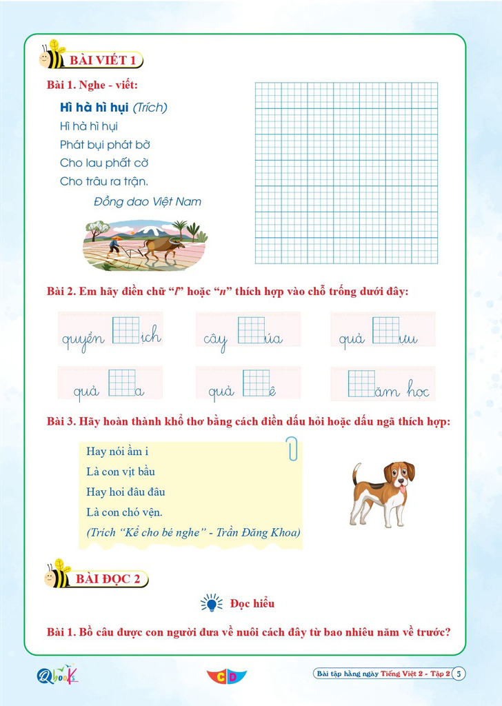 Bo
Bai Tap Hang Ngay Tieng Viet 2 - Tap 2 (Bien Soan Theo Chuong Trinh SGK Canh Dieu) - Ảnh 7