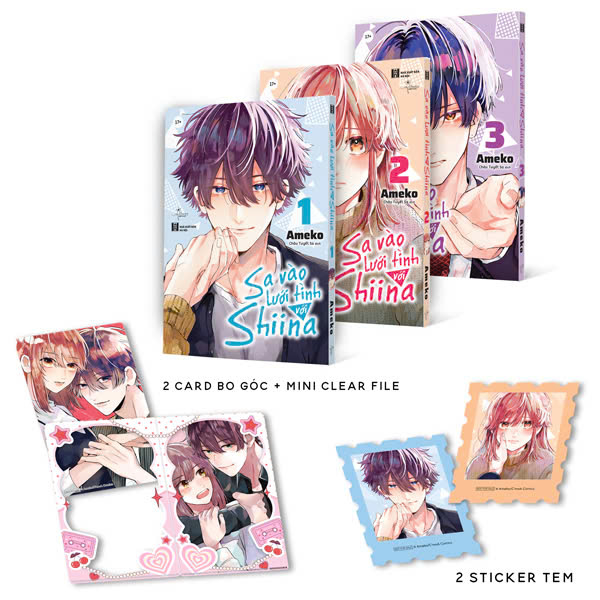 Bộ Bộ Manga - Sa Vào Lưới Tình Với Shiina: Tập 1 - 3 (Bộ 3 Tập) - Bản Đặc Biệt - Tặng Kèm 2 Sticker Tem + 2 Card PVC + 1 Mini Clearfile