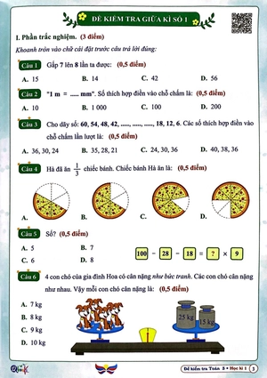 bộ đề kiểm tra toán 3 - học kì 1 (cánh diều) (2022) - Ảnh 5