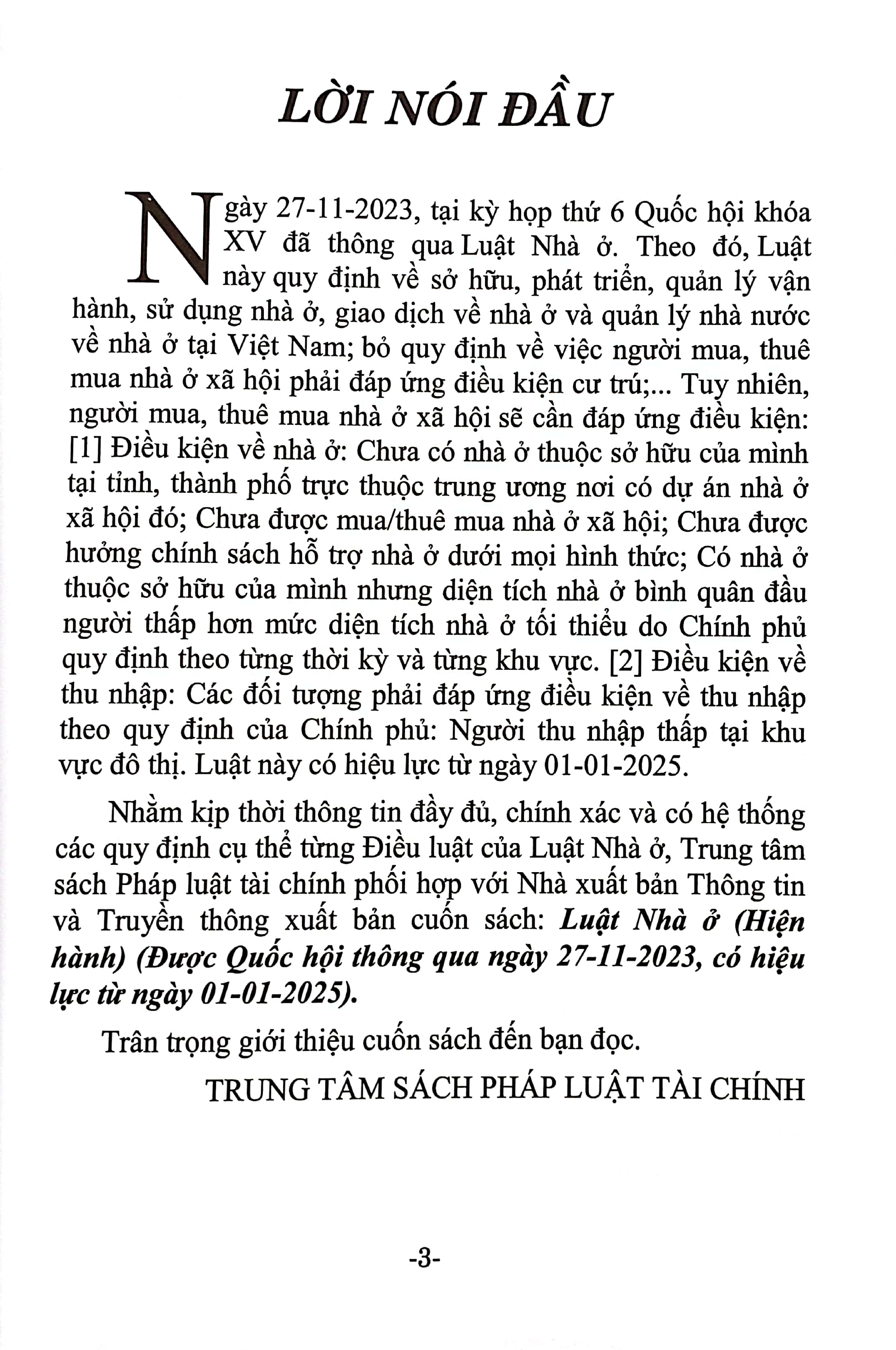 Bộ Luật Nhà Ở (Hiện Hành) (Được Quốc Hội Thông Qua Ngày 27-11-2023, Có Hiệu Lực Từ Ngày 01-01-2025) - Ảnh 3