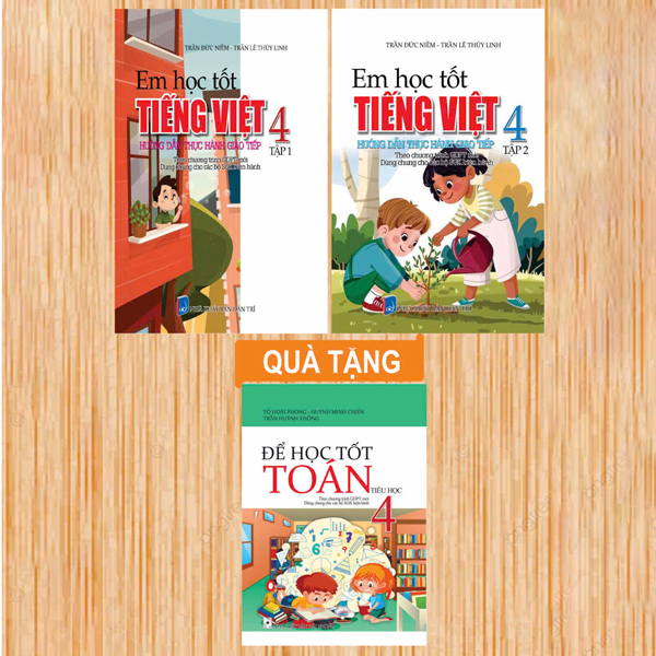 Bộ Sách Em Học Tốt Tiếng Việt 4 - Tập 1 + Tập 2 (Bộ 2 Cuốn) - Tặng Kèm Sách Để Học Tốt Toán 4