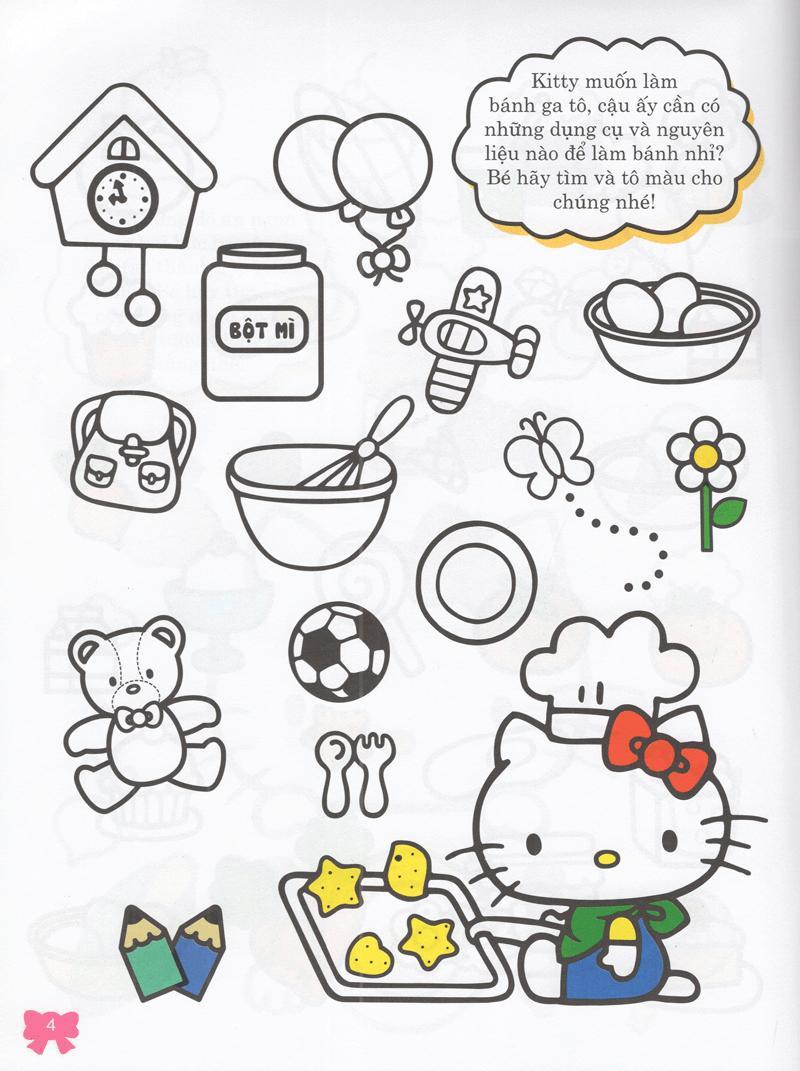 bộ sách hello kitty - rèn luyện khả năng - sách tô màu (bộ 4 cuốn) - Ảnh 17
