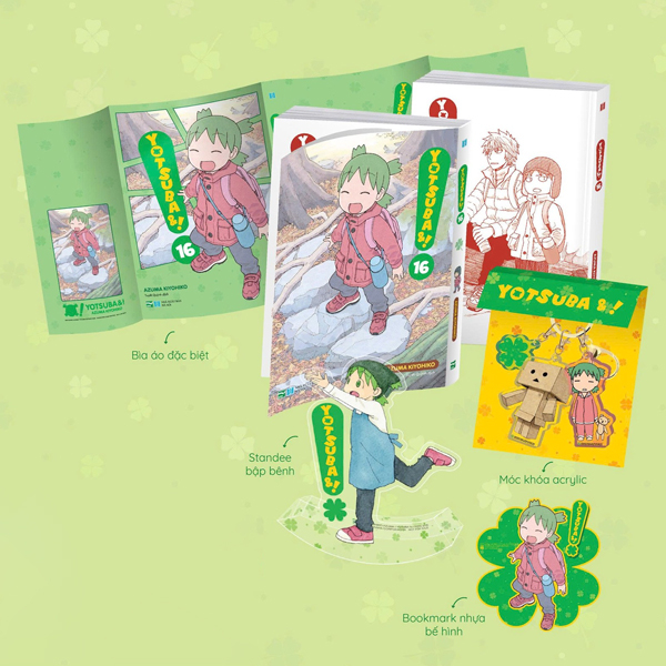 Bộ Yotsuba&! - Tập 16 - Bản Sưu Tầm - Tặng Kèm Bìa Áo Đặc Biệt + Bookmark Nhựa Bế Hình + Standee Bập Bênh + Móc Khóa Acrylic