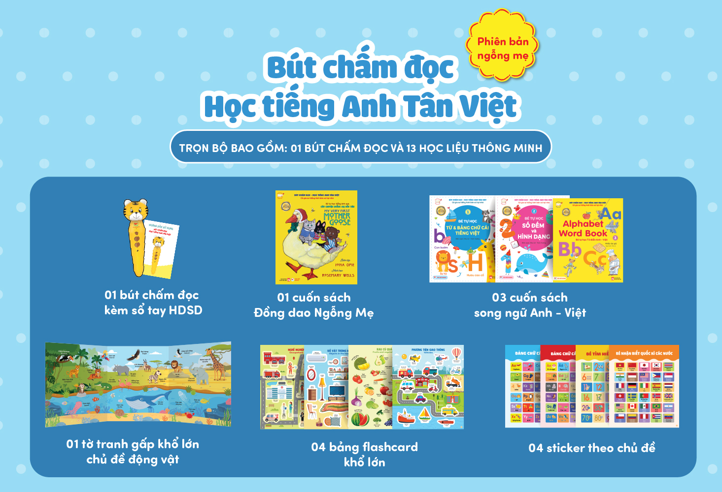 Bút Chấm Đọc-Học Tiếng Anh Tân Việt - Cô Gia Sư Tiếng Anh Bản Xứ Tại Nhà - Phiên Bản Ngỗng Mẹ (Dành Cho Trẻ Từ 0 Đến 6 Tuổi) - Tặng Kèm Sách Tỏa Sáng Trong Đêm - Chúc Ngủ Ngon Ông Già Noel - Ảnh 5