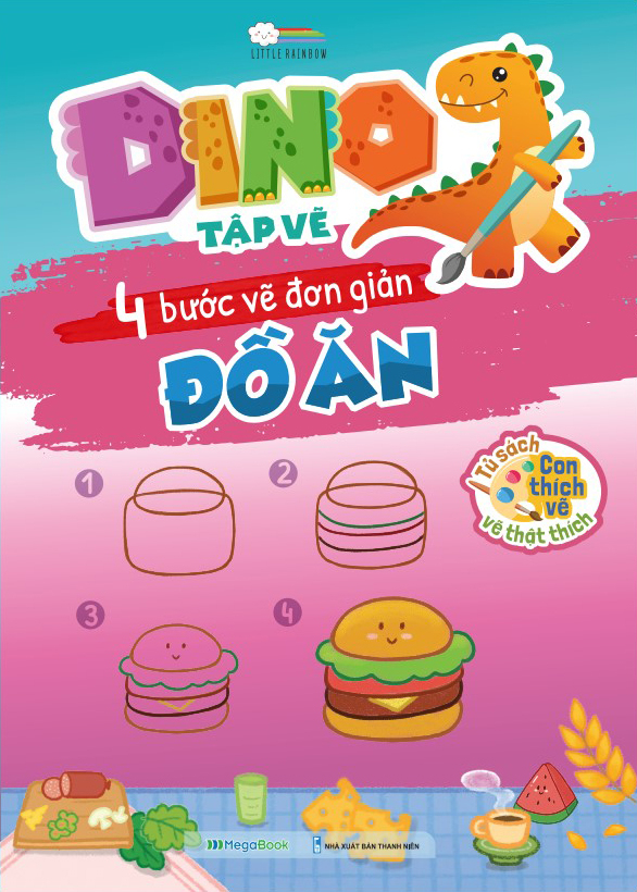 dino tập vẽ - 4 bước vẽ đơn giản - đồ ăn - Ảnh 2