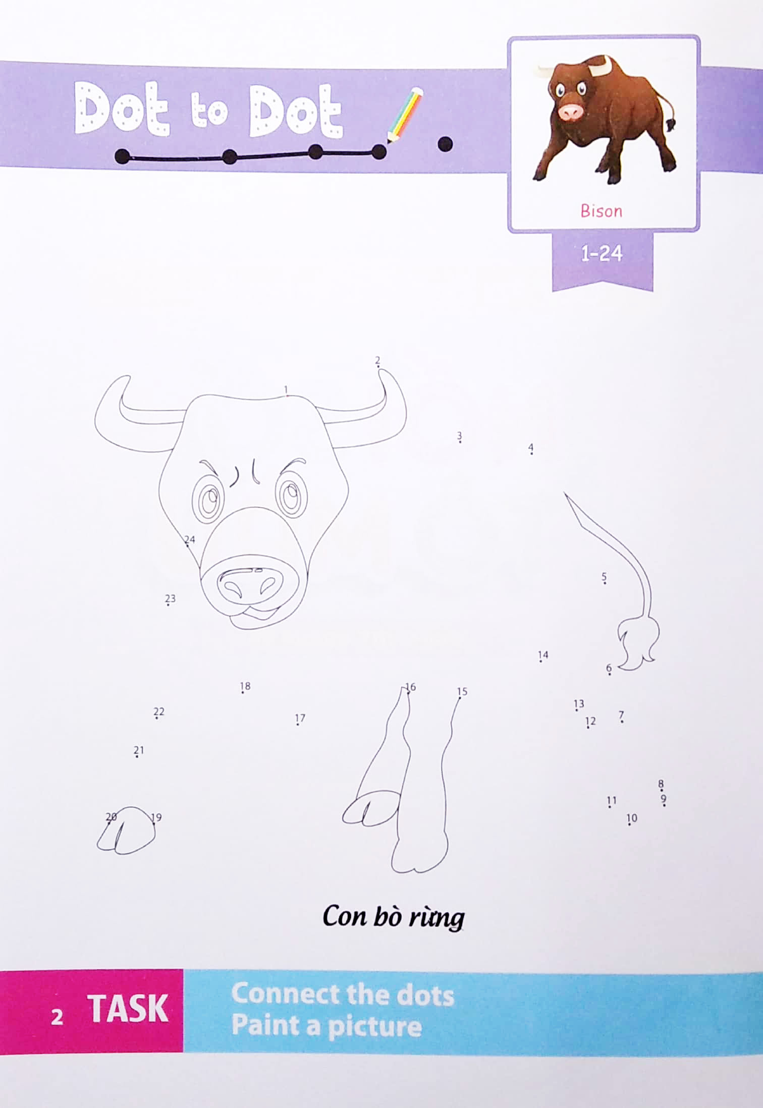 dot to dot coloring book - nối số & tô màu - động vật hoang dã - Ảnh 4