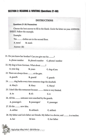 english grammar - ngữ pháp tiếng anh 7 (bài kiểm tra) - Ảnh 6
