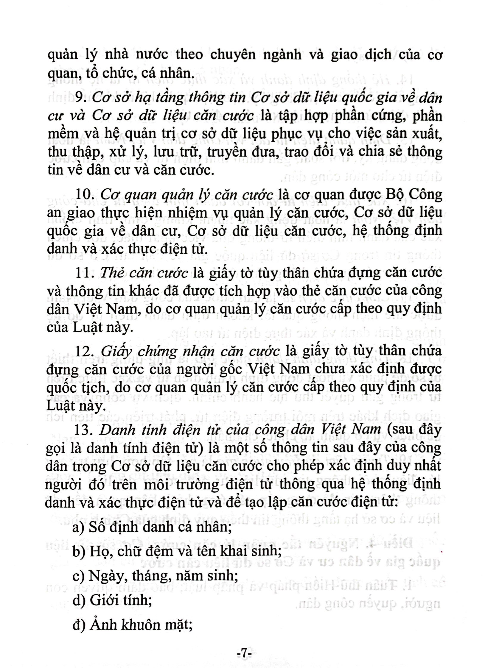 luật căn cước (hiện hành) (được quốc hội thông qua ngày 27/11/2023, có hiệu lực thi hành từ ngày 01/7/2024) - Ảnh 6