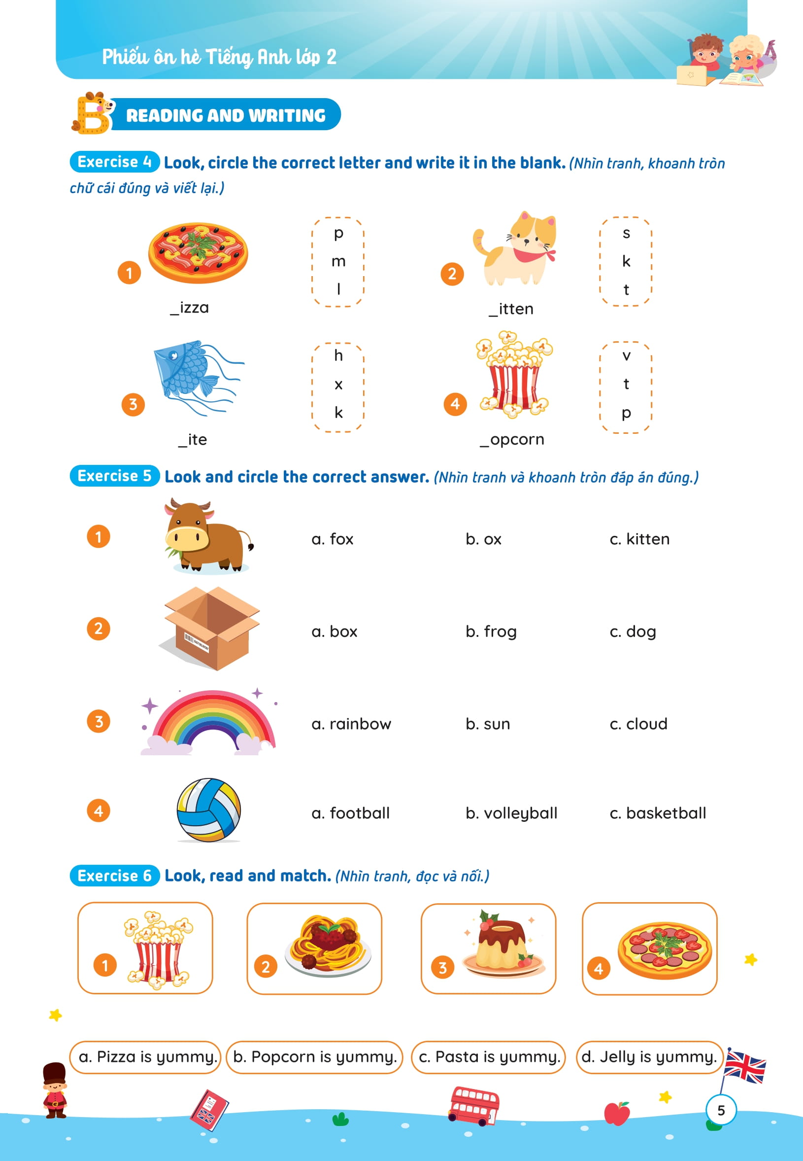 Phiếu Ôn Hè Tiếng Anh Lớp 2 - Ảnh 6
