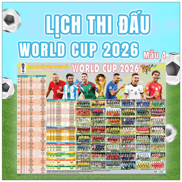 Poster Lịch Thi Đấu Vòng Chung Kết World Cup 2026 - Kèm Ống - 65 x 86 cm - Mẫu 4
