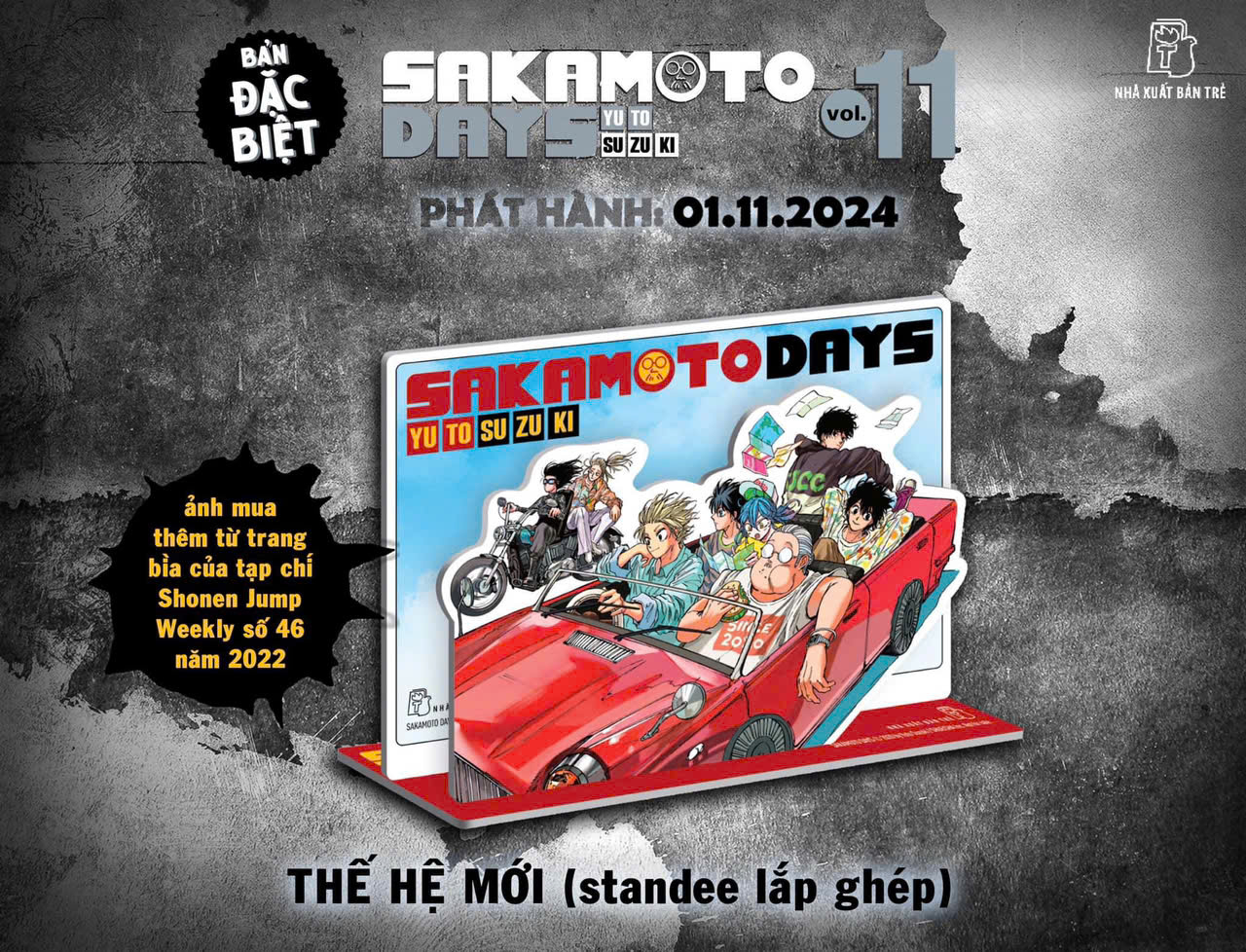 sakamoto days - tập 11 - một đòn - bản đặc biệt - tặng kèm obi + huy hiệu + set 3 card đổi nền + standee lắp ghép - Ảnh 7