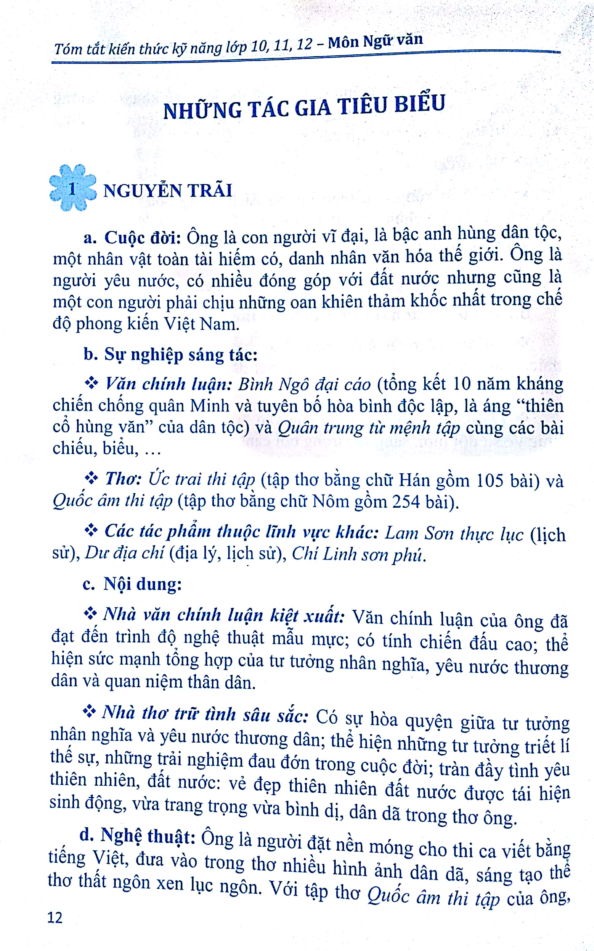 tóm tắt kiến thức - kĩ năng lớp 10/11/12 môn ngữ văn chuẩn bị cho kì thi thpt - Ảnh 11