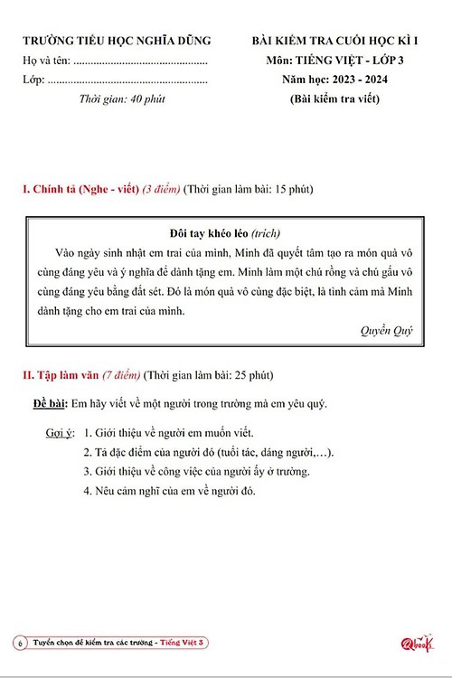 tuyển chọn đề kiểm tra tiếng việt các trường 3 - Ảnh 3