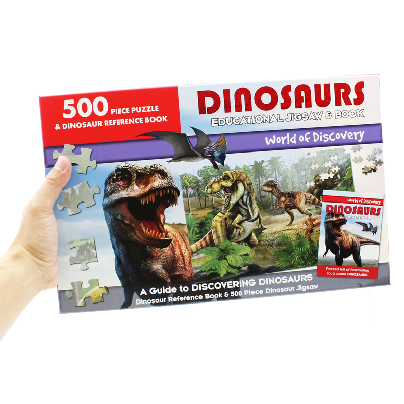 world of discovery - 500 piece puzzle & dinosaur reference book: dinosaurs educational jigsaw & book - Ảnh 6